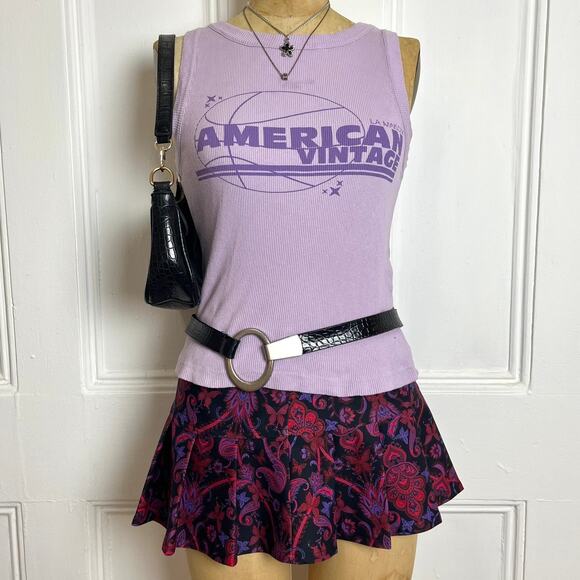 American Vintage Lilac ribbed tank with logo and Y2K  design Shabbychic size S - Picture 2 of 8